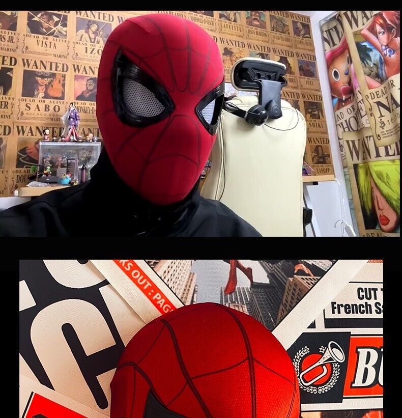 Manual/Electronic Spider-Man Headgear Moving Eyes:Play Face Mask Gift Cosplay