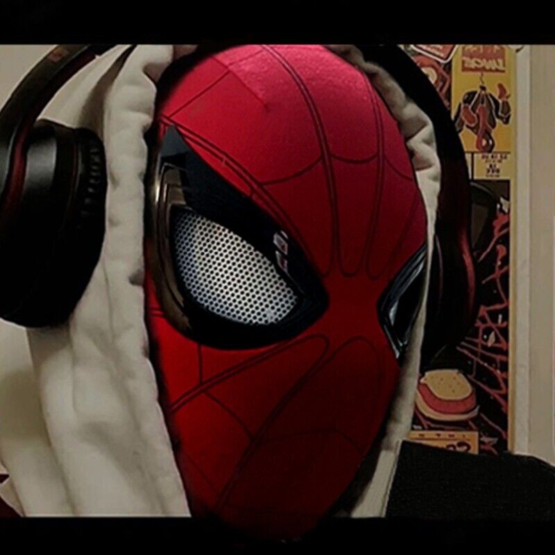 Manual/Electronic Spider-Man Headgear Moving Eyes:Play Face Mask Gift Cosplay