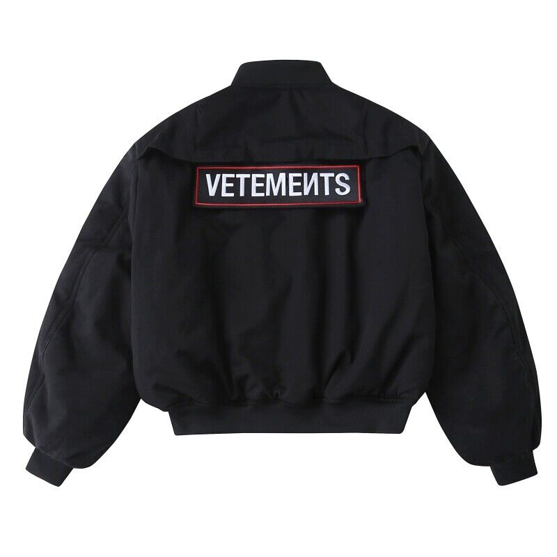 VETEMENTS 19aw Magic Tape Embroidered Flight Jacket Cotton Bomber Down Profile
