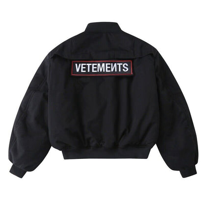VETEMENTS 19aw Magic Tape Embroidered Flight Jacket Cotton Bomber Down Profile