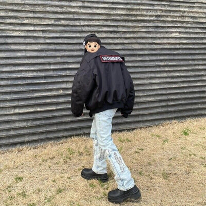 VETEMENTS 19aw Magic Tape Embroidered Flight Jacket Cotton Bomber Down Profile