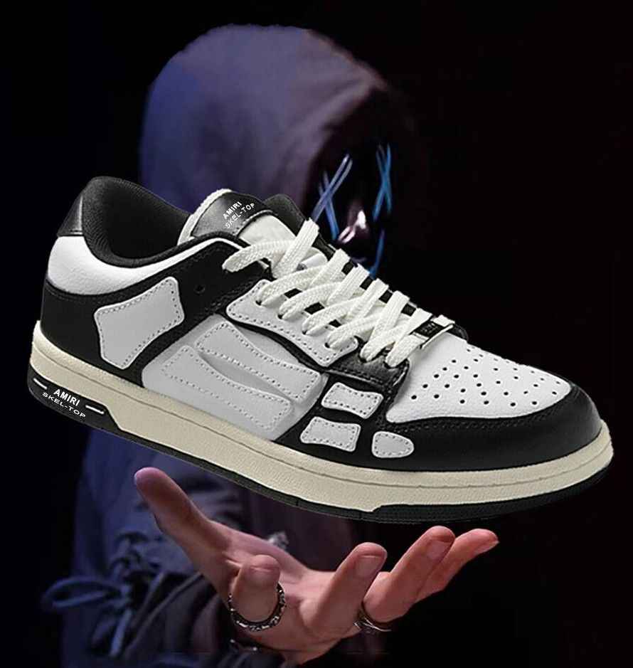 AMIRI SKEL-TOP 2023SS Bone Shoes Cowhide Low-top Leisure Board Casual Shoes - Order with colors