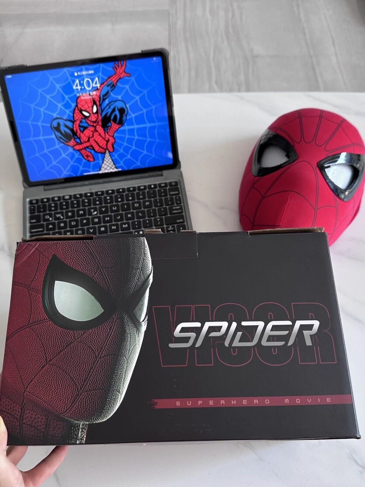 Manual/Electronic Spider-Man Headgear Moving Eyes:Play Face Mask Gift Cosplay