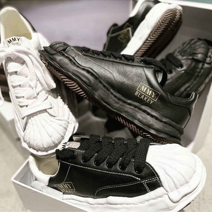 MMY Seashell-Toe Shoes Thick-Soled Unisex Dissolvable Sneakers/Distressed Canvas - Size avaliable 35~47