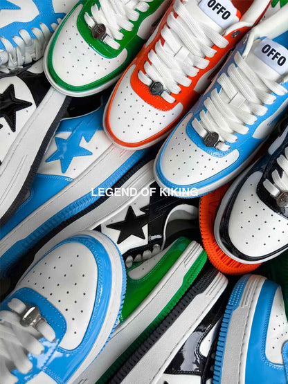 BAPESTA Classic Patent Leather Sneaker Low-Top Casual Skateboard Shoes