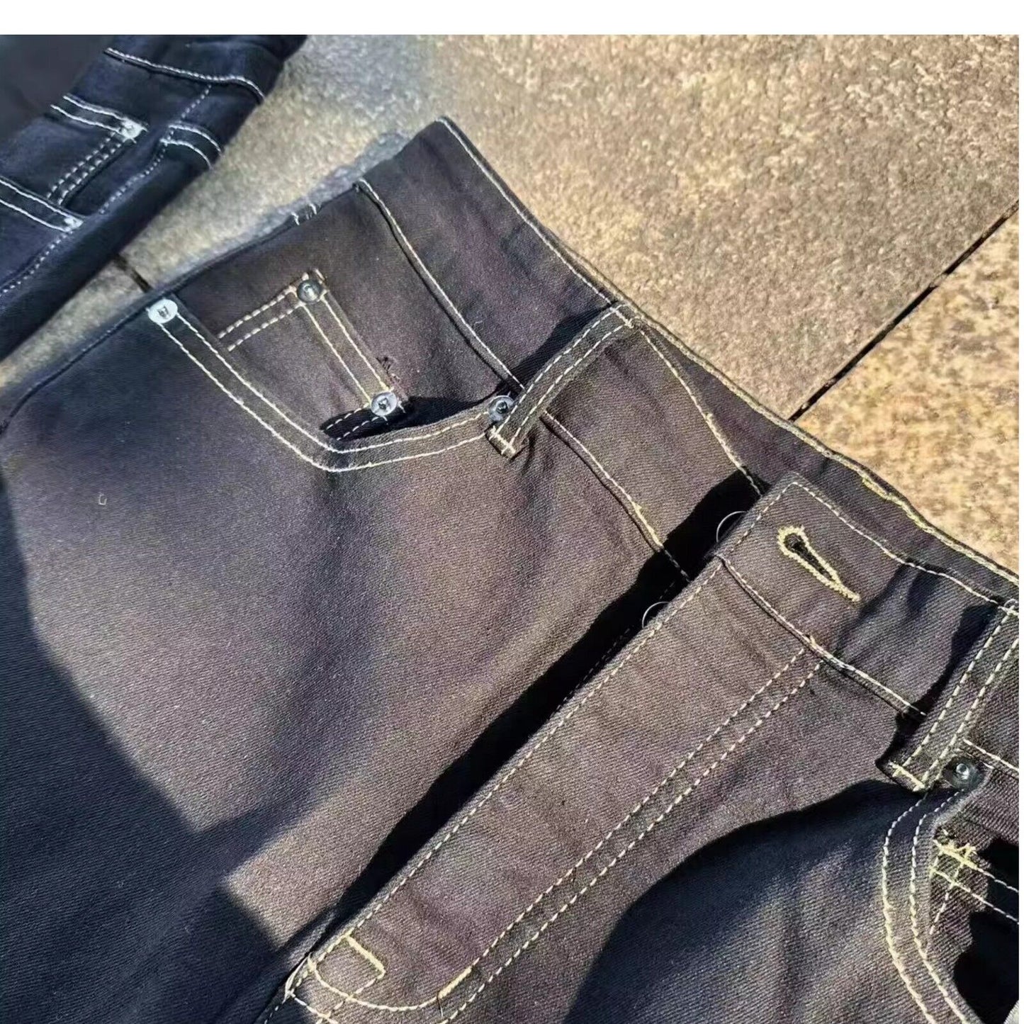 RO Rick Owen Wax-Coated Handcrafted Denim Jeans Slim Flare Stretch Leanfit Wokkvibe 91YI