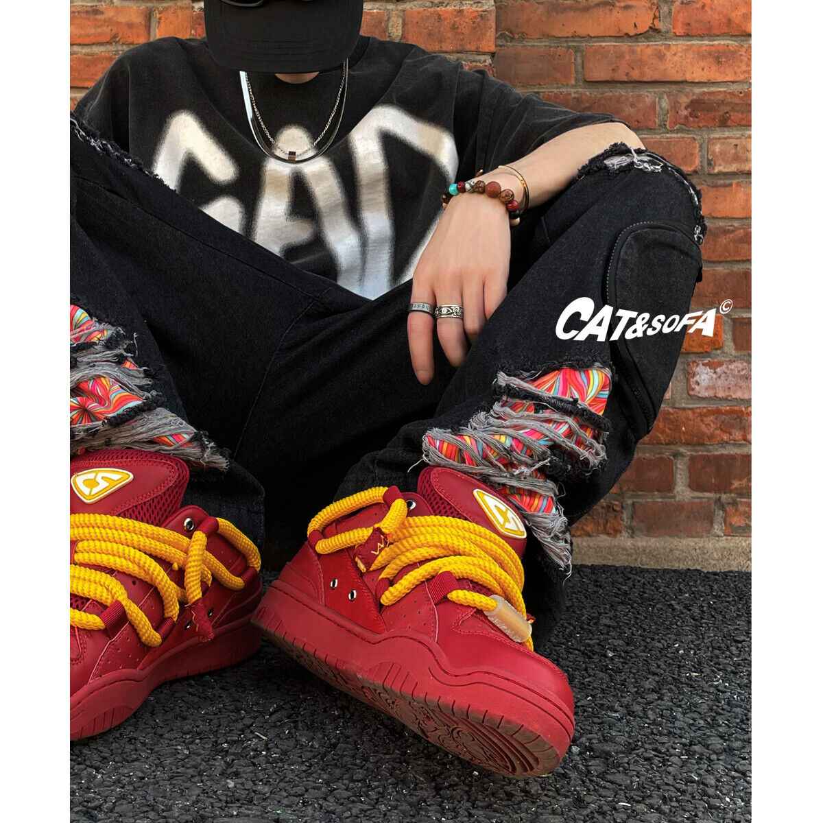 Cat &Sofa: Dirty Braids/Rotten Tomato Bread Shoes Skateboard Sporty Sneakers - Size avaliable 35~45