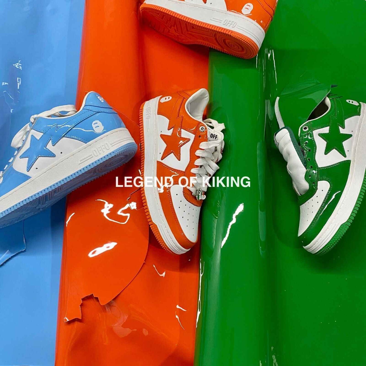 BAPESTA Classic Patent Leather Sneaker Low-Top Casual Skateboard Shoes