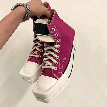 RickOwen X Converse Round Square-Toe Casual Canvas Board Shoes Thick Sole Low-Cut Sneakers