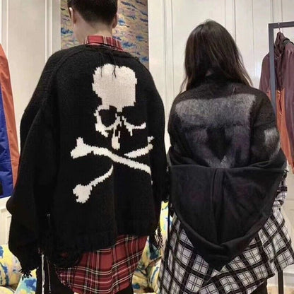 MMJ Mastermind Heavyweight Skull Horsehair Cardigan Sweater Wool Knitted