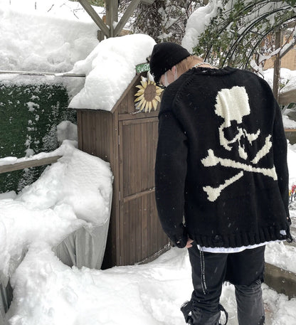 MMJ Mastermind Heavyweight Skull Horsehair Cardigan Sweater Wool Knitted