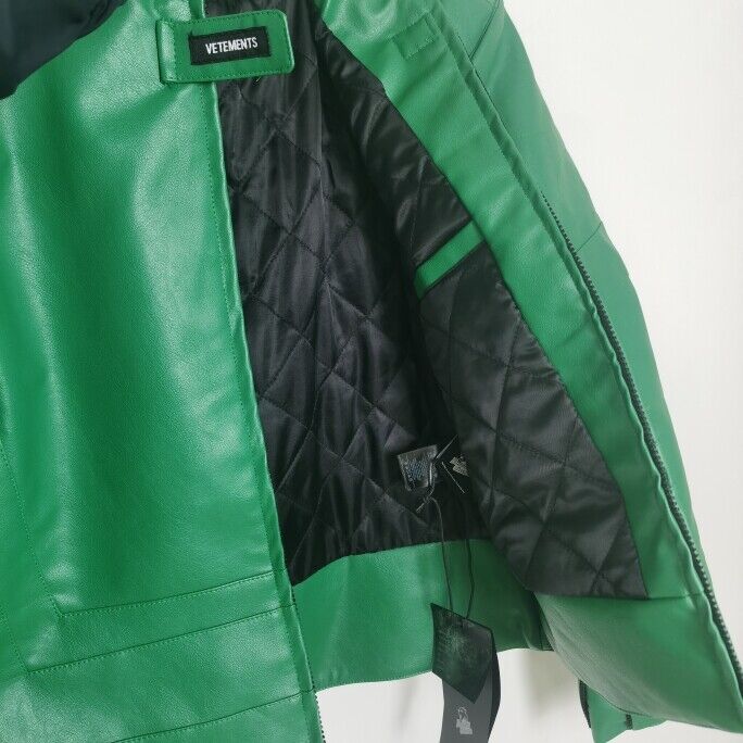 Vetements Motorcycle Leather Jacket Polizei Wild Man Biker Letter Print