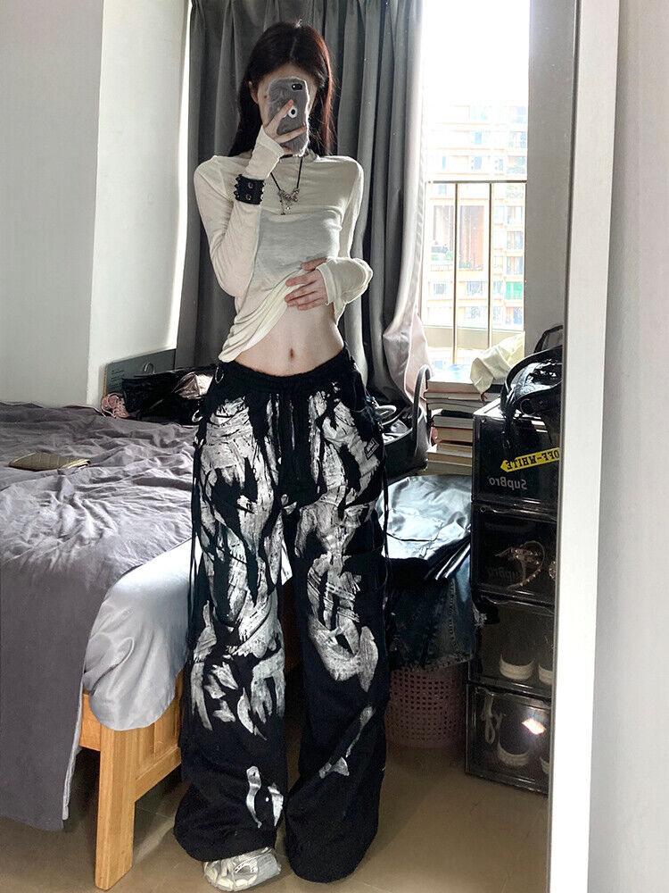 RO Rick Owens Black Work Pants High Street Punk Dark Style Couple Wide-Leg Trousers - Size avaliable S ~ XXL