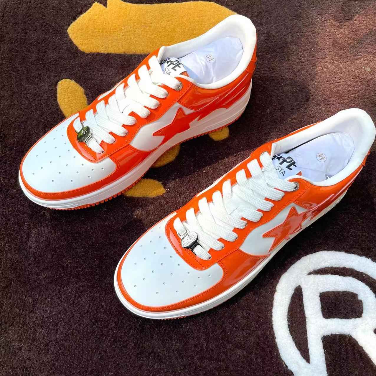 BAPESTA G Ver Patent Leather Streetwear Sneakers Low-Top Casual Skateboard Shoes - Size avaliable 35~47