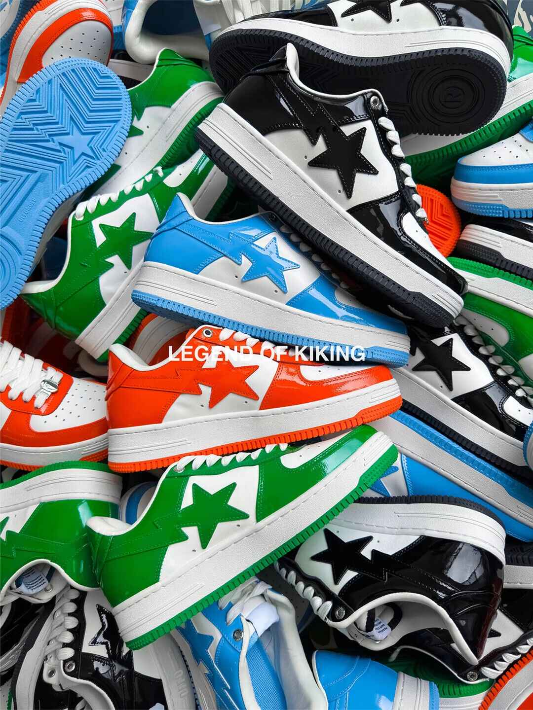 BAPESTA Classic Patent Leather Sneaker Low-Top Casual Skateboard Shoes
