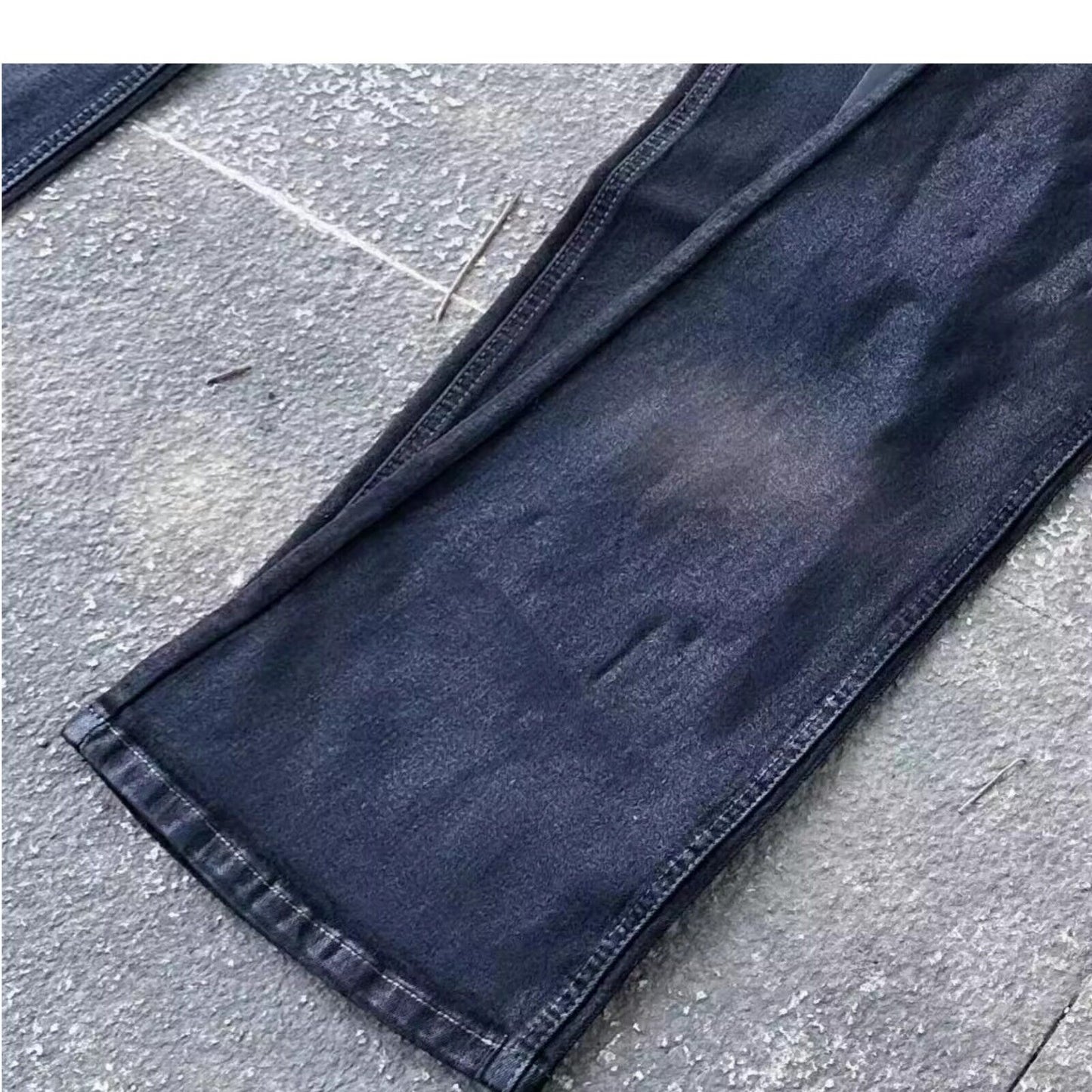 RO Rick Owen Wax-Coated Handcrafted Denim Jeans Slim Flare Stretch Leanfit Wokkvibe 91YI