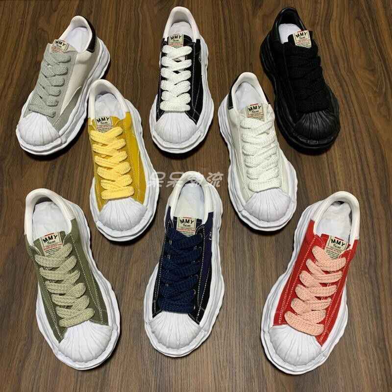 MMY Seashell-Toe Shoes Thick-Soled Unisex Dissolvable Sneakers/Distressed Canvas - Size avaliable 35~47