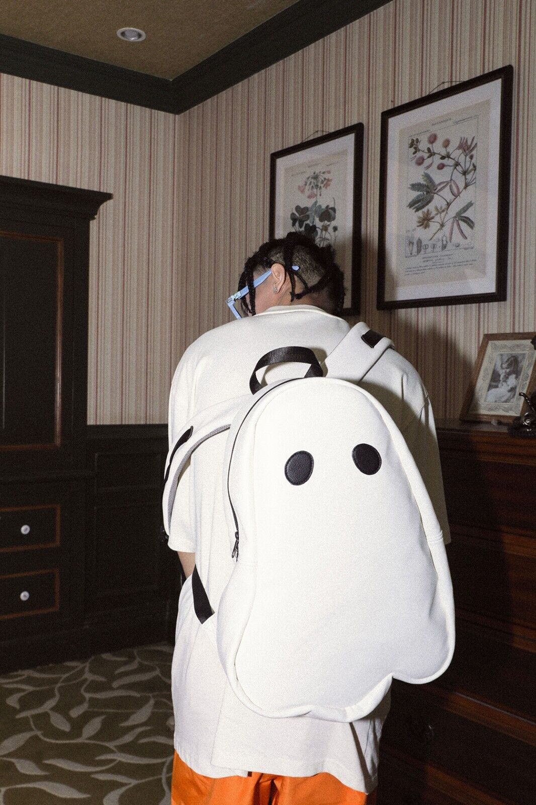 FAC Ghost Backpack /Imp Punk Street Halloween Leather Edition ’I am a ghost bag’ - White