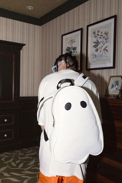 FAC Ghost Backpack /Imp Punk Street Halloween Leather Edition ’I am a ghost bag’ - White