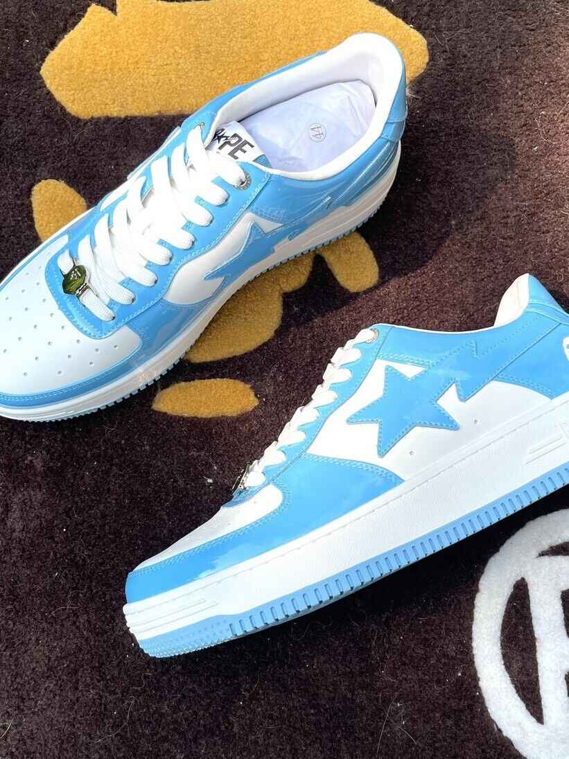 BAPESTA G Ver Patent Leather Streetwear Sneakers Low-Top Casual Skateboard Shoes - Size avaliable 35~47
