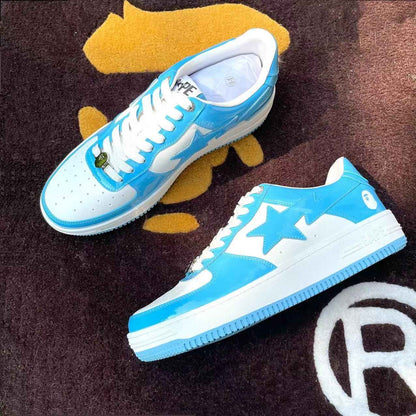 BAPESTA G Ver Patent Leather Streetwear Sneakers Low-Top Casual Skateboard Shoes - Size avaliable 35~47