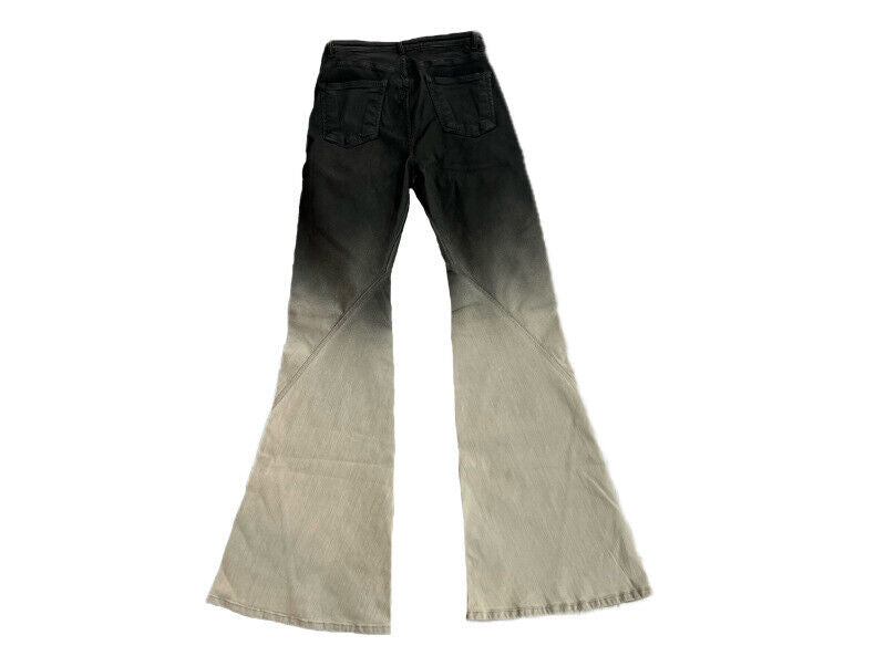 RO Gradient Flared Stacked Jeans - Rick Owen Mud Wash Darkwear Denim - donclickin