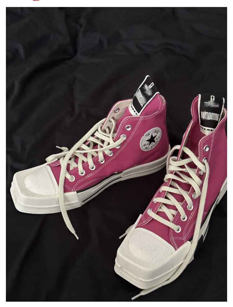 RickOwen X Converse Round Square-Toe Casual Canvas Board Shoes Thick Sole Low-Cut Sneakers