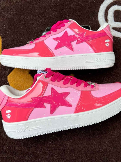 BAPESTA G Ver Patent Leather Streetwear Sneakers Low-Top Casual Skateboard Shoes - Size avaliable 35~47