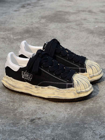 MMY Seashell-Toe Shoes Thick-Soled Unisex Dissolvable Sneakers/Distressed Canvas - Size avaliable 35~47