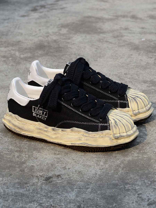 MMY Seashell-Toe Shoes Thick-Soled Unisex Dissolvable Sneakers/Distressed Canvas - Size avaliable 35~47