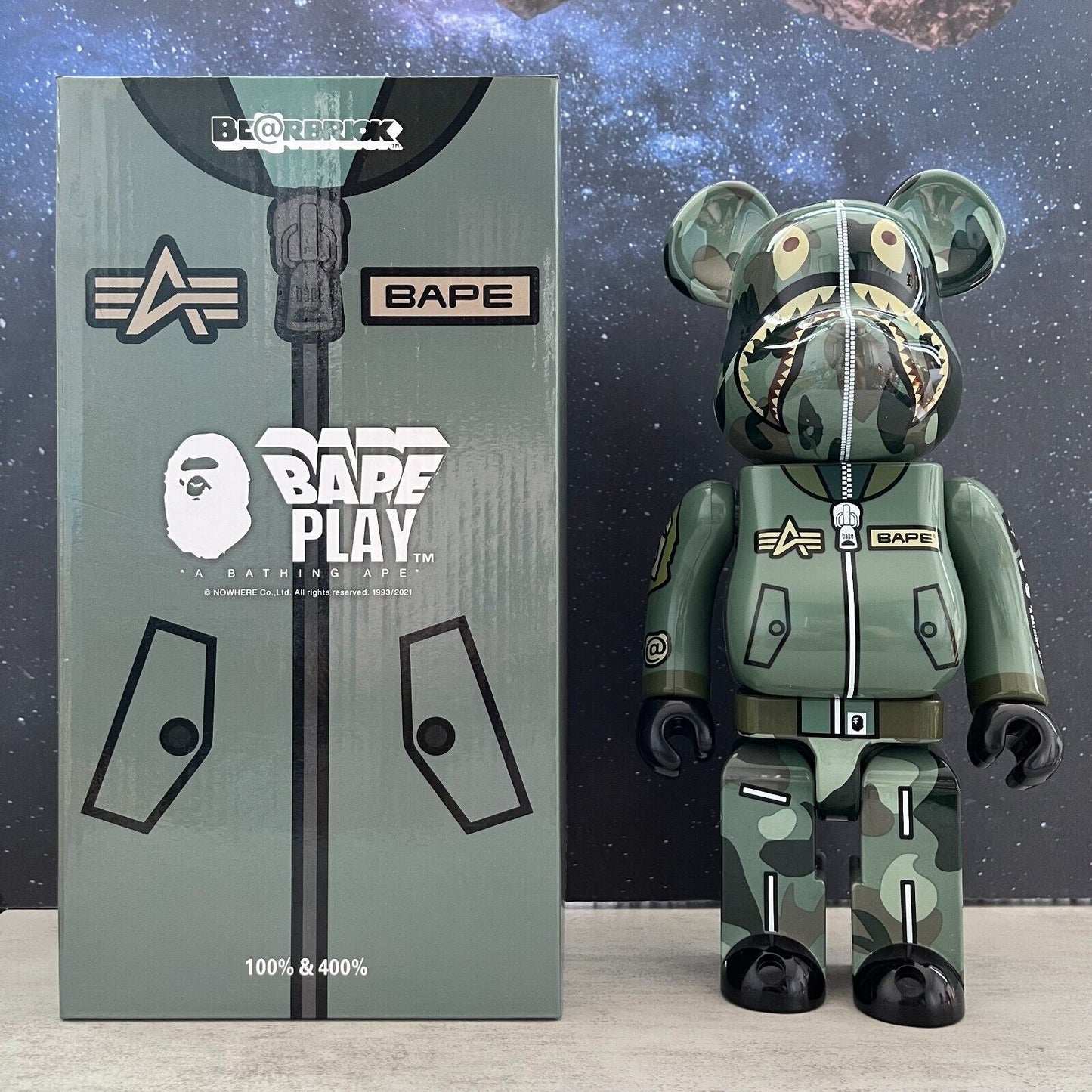 BE@RBRICK 400% Building Block Violence Bear Collectible Toy Action Figure - 28cm Green Camouflage Pilot / Dm for Other