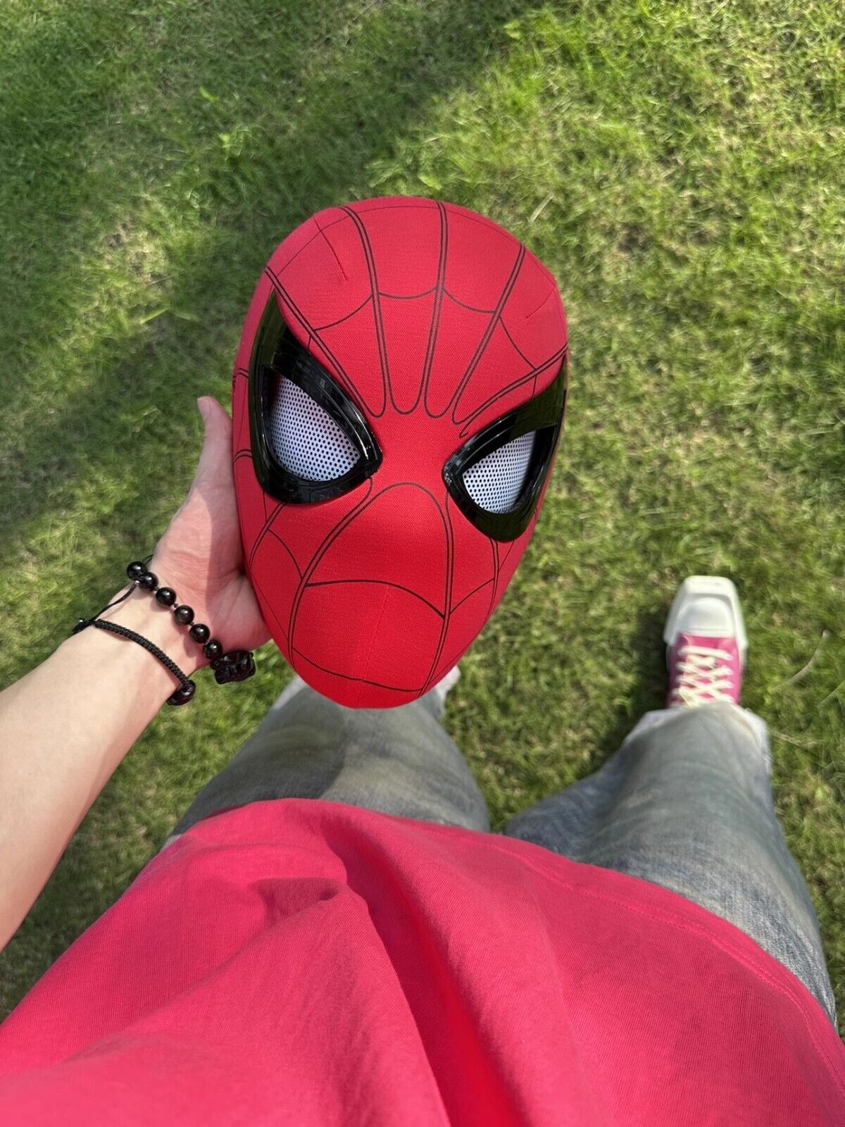 Manual/Electronic Spider-Man Headgear Moving Eyes:Play Face Mask Gift Cosplay