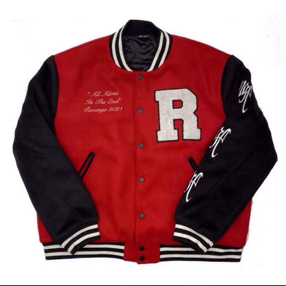 Revenge Jacket - Vintage Skull Embroidery Varsity  