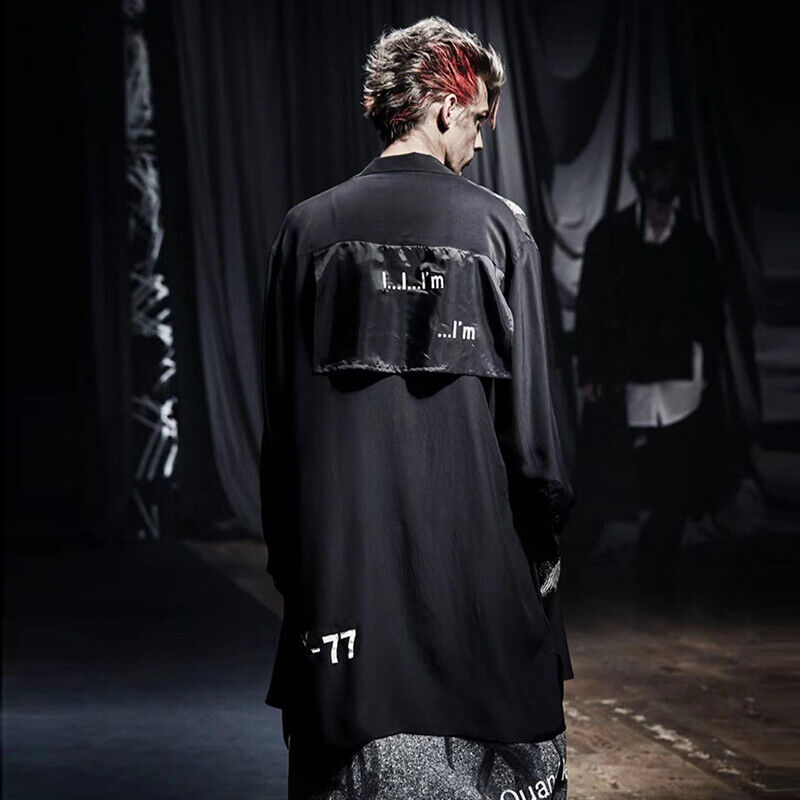 Yohji Yamamoto 21AW Dark Silk Swallow Print Back Patch Casual Shirt