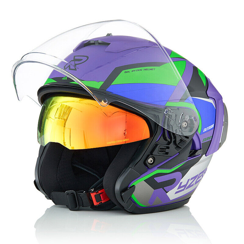 Evangelion Unit-01 Style Bluetooth Helmet - DOT Certified Dual Visor - Size avaliable S ~ XXXL / Order with Style Chosen