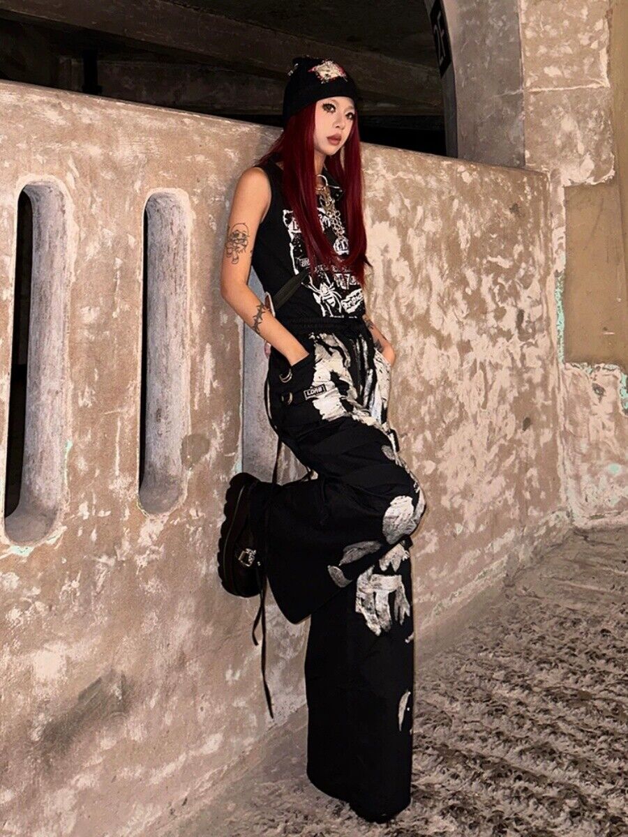 RO Rick Owens Black Work Pants High Street Punk Dark Style Couple Wide-Leg Trousers - Size avaliable S ~ XXL