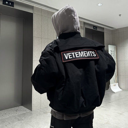 VETEMENTS 19aw Magic Tape Embroidered Flight Jacket Cotton Bomber Down Profile