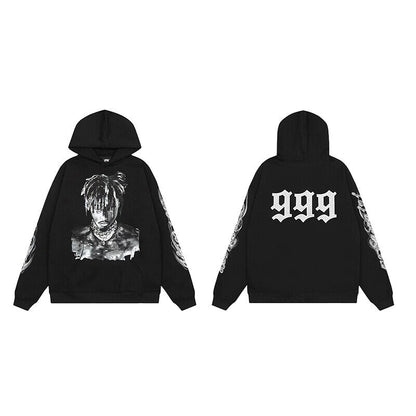 Revenge Embroidered XXX Dragon Bone Halloween Smoky Graffiti High-Street Hoodie - Order with Size / Style