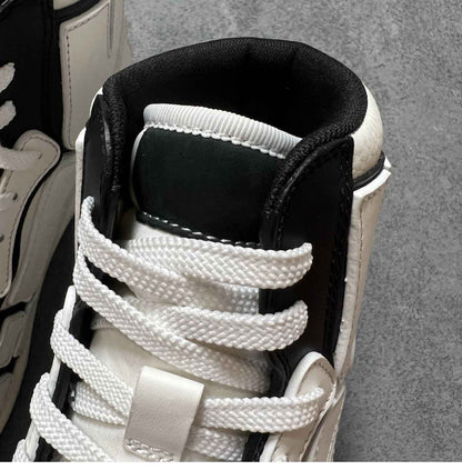 2023SS Bone Shoes Lychee Grain Top Layer Cowhide High-top Leisure Board Shoes