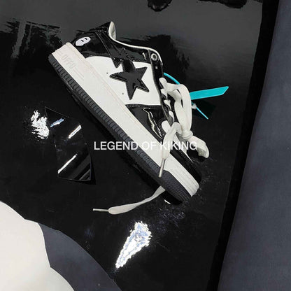 BAPESTA Classic Patent Leather Sneaker Low-Top Casual Skateboard Shoes