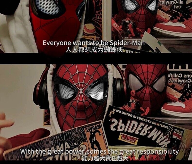 Manual/Electronic Spider-Man Headgear Moving Eyes:Play Face Mask Gift Cosplay