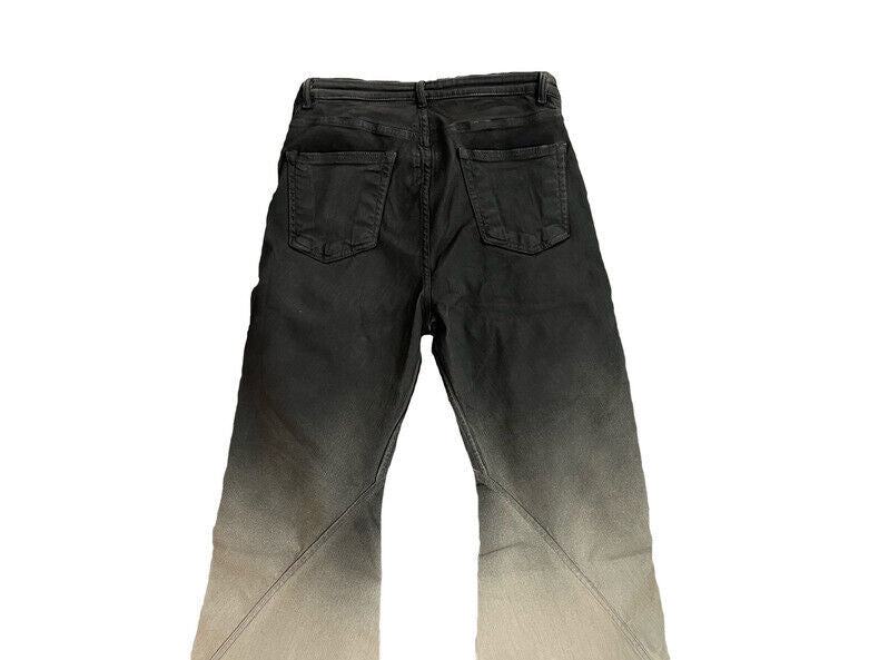 RO Gradient Flared Stacked Jeans - Rick Owen Mud Wash Darkwear Denim - donclickin