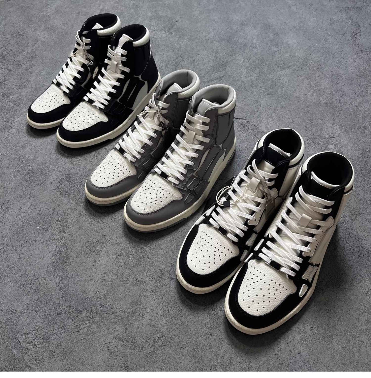 2023SS AMIRI Bone Shoes Lychee Grain Top Layer Cowhide Low-top Leisure Board Shoes