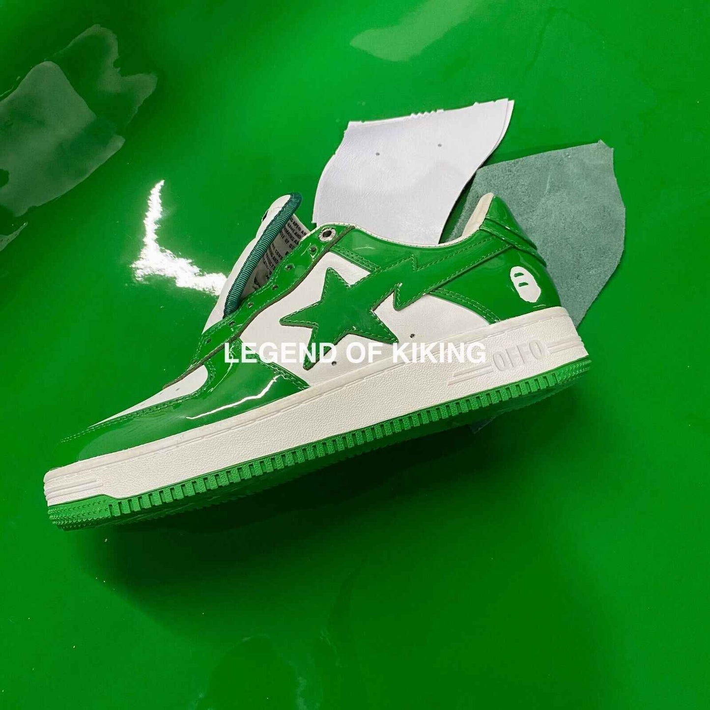 BAPESTA Classic Patent Leather Sneaker Low-Top Casual Skateboard Shoes