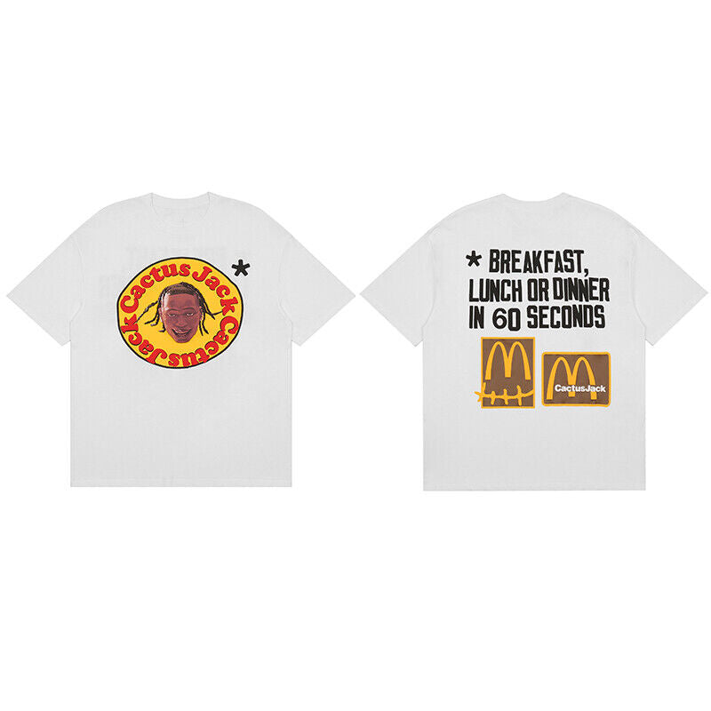 Travis Scott Short Sleeve T-Shirt X McDonald’s High Street Loose Printed Tee