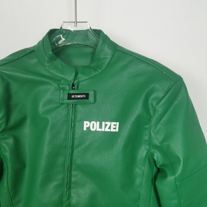 Vetements Motorcycle Leather Jacket Polizei Wild Man Biker Letter Print