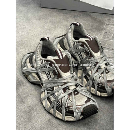 Paris 3XL /24 New 9th Gen Increased Thick-soled Vintage Laceless Strap Dad Shoes - Bandage No laces