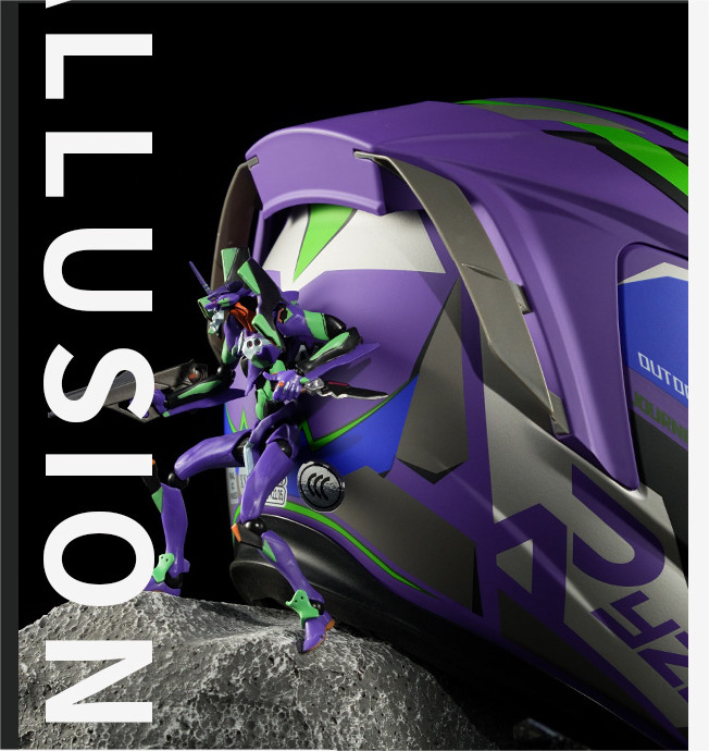 Evangelion Unit-01 Style Bluetooth Helmet - DOT Certified Dual Visor