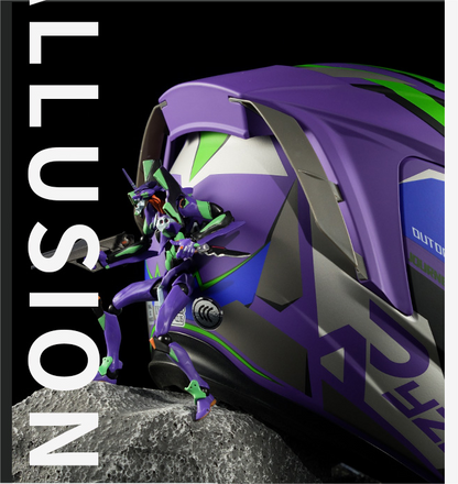 Evangelion Unit-01 Style Bluetooth Helmet - DOT Certified Dual Visor