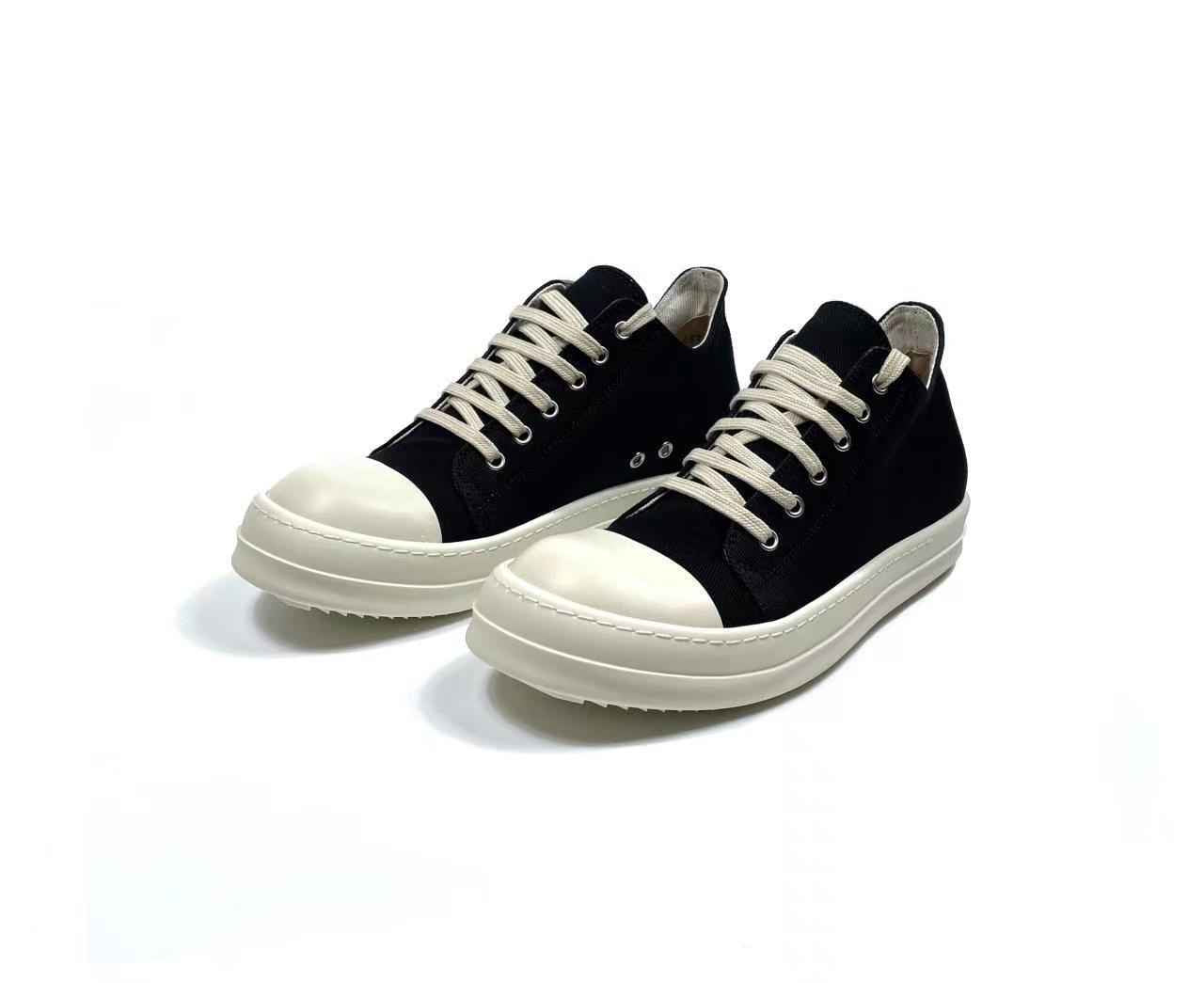 RO 23SS Leather Milk Fragrance Sole Dark High Street Low-Top Shoes RICK OWENS - Canvas/ 23SS Black